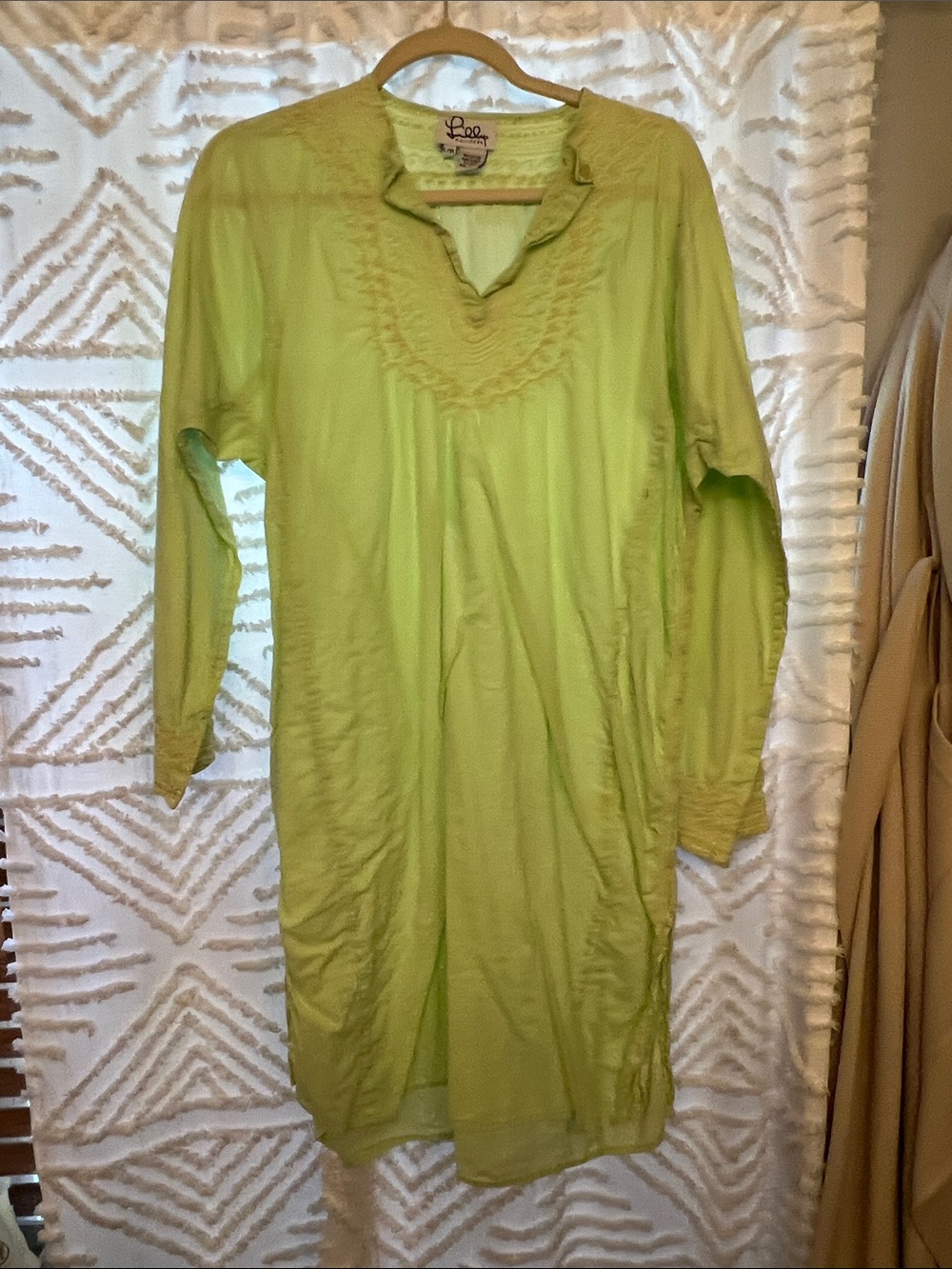 Lilly Pulitzer Neon Lime Ruffled V-Neck Tunic Vintage